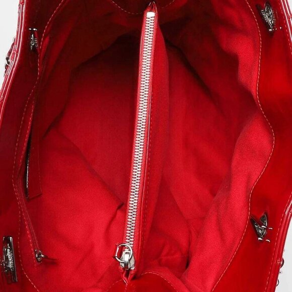 Chanel Red Quilted Patent Leather North/South Tote Bag - Picture 9 of 12